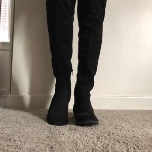 Over the knee suede black boots